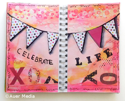 Art journal page Celebrate Life with Simple Stories Love & Adore paper