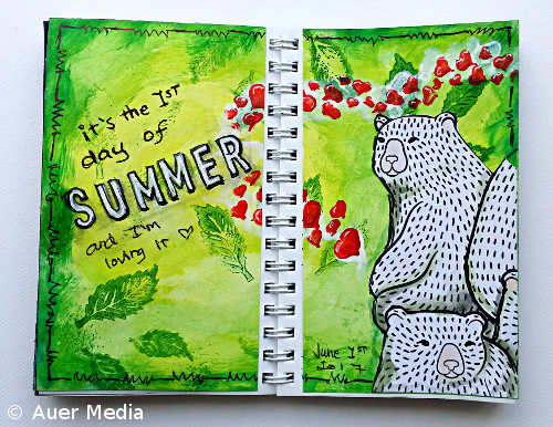 Art journal tutorial: Summer polar bears