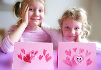 Valentines day cards with happy hearts