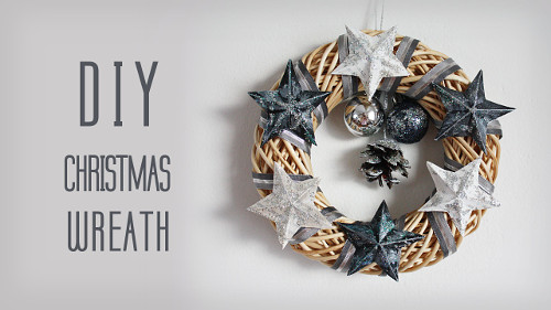 DIY Quick Christmas Wreath with Stars
