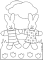 Printable coloring pages - Easter - Picture 5 - Easter bunnies