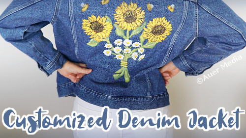 DIY Custom denim jacket with flowers using acrylic paint