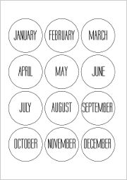 Printable Months in Circles Labels 2019