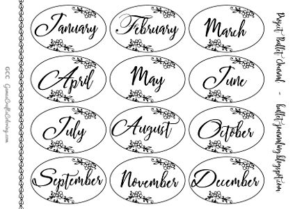 Free printable bullet journal month labels, floral